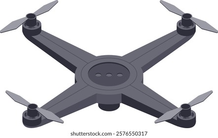 Illustration of a sleek quadcopter drone featuring four propellers. Designed for aerial photography and videography, showcasing advanced technology and innovation in unmanned aerial vehicles