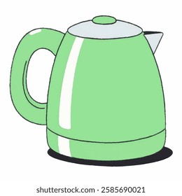 Illustration of a Sleek, Vibrant Green Kettle – Ideal for kitchen design and functional blog content.