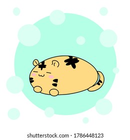 Illustration of sleep cute tiger