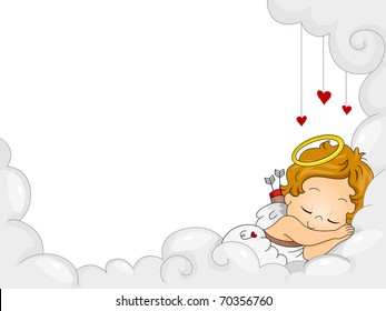 Illustration of a Sleeping Baby Cupid