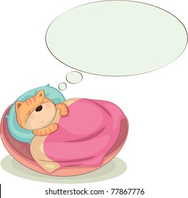 illustration of sleeping cat.