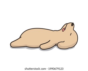 The illustration of a sleeping dog. 