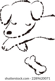 Illustration of a sleeping dog and a toy bone