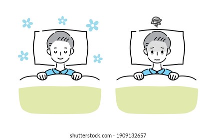 Illustration of sleeping and man.