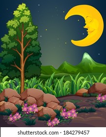 Illustration of a sleeping moon