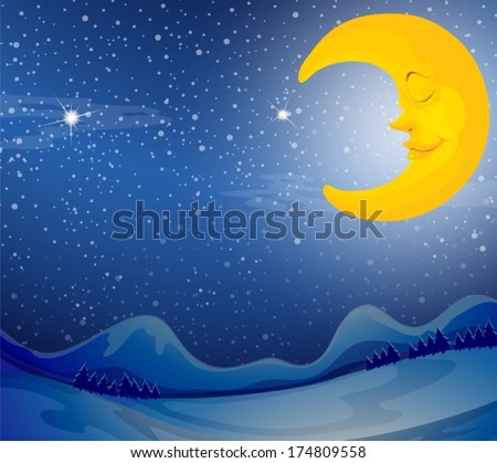 Illustration of a sleeping moon