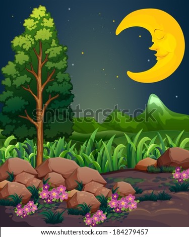 Illustration of a sleeping moon