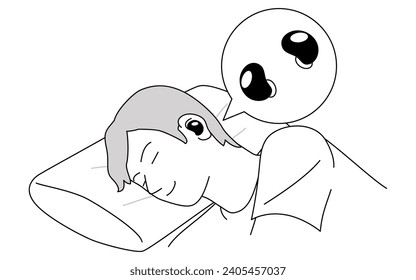 Illustration of a sleeping phone, a handy noise reduction product, Vector Illustration