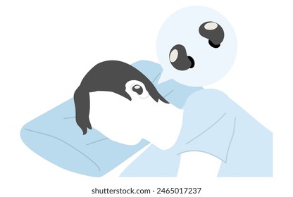 Illustration of a sleeping phone, a handy noise reduction product, Vector Illustration