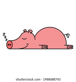 An illustration of a sleeping pig. Available with Illustrator 10 EPS.