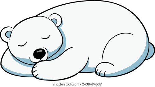 Ilustración de un oso polar durmiendo sobre un fondo blanco, ilustración vectorial