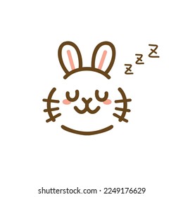 Illustration of sleeping rabbit face icon