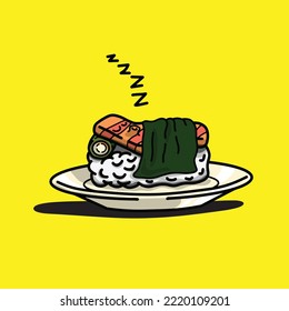 Illustration of Sleeping Salmon Sushi