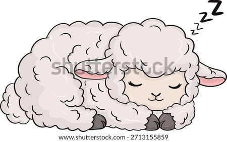 Illustration of a Sleeping Sheep
