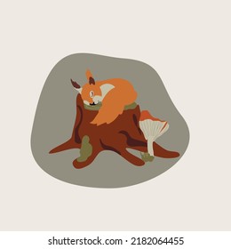 illustration  with sleeping squirrel , vector design for paper, fabric  and other surface