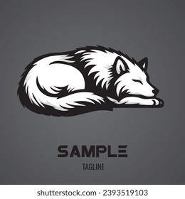 Illustration a Sleeping Wolf Monocrome Color