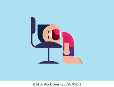 Illustration of a sleepy boy in a chair using a flat design style