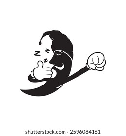 illustration of a sleepy moon. suitable for symbols, icons and logos of a business entity or part of a design element