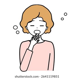 Illustration of Sleepy Woman Line Drawing