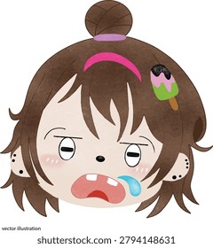 Illustration of a sleepy woman's face