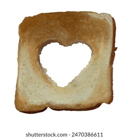 Illustration of a slice of bread with a heart in the middle to enjoy. Perfect for many events, such as Father's Day or the opening of a bakery. Can be used on websites or social networks.