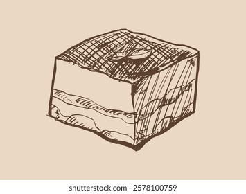 Illustration of an Slice Cake Dessert Hand drawn