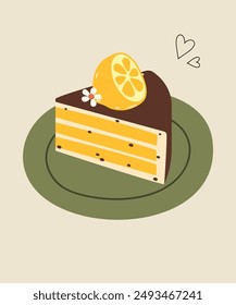  Illustration with Slice of Cake at Lemon and Chocolate Taste