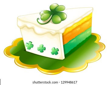 Illustration einer Scheibe Kuchen für den St. Patrick's Day auf weißem Hintergrund