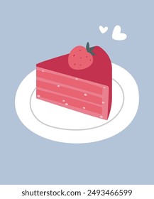  Illustration mit Scheibe Kuchen bei Erdbeere und Schokolade Geschmack