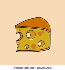 illustration of a slice of delicious yellow cheese made from milk