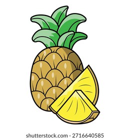 A ilustração de fatias frescas de abacaxi de corte