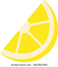 Illustration of a slice of lemon. Isolated on white background. Idea for stickers, printing, children's book, advertising. Vector art