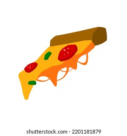 illustration of a slice of pizza with a melted cheese. pizza vector illustration.