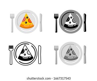 ilustración del conjunto de iconos de pizza salami