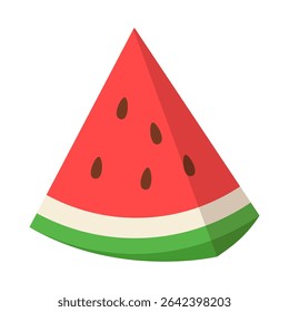 Illustration of a slice of watermelon with seeds on a white background