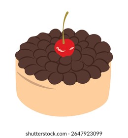 Illustratie van gesneden taart met rode kersen bovenop tegen een transparante achtergrond zorgt voor een verleidelijke dessertafbeelding Geweldig voor food blog of menu-ontwerp.