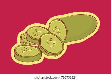 Illustration of sliced cucumber