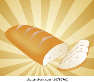 Illustration eines geschnittenen Brotes auf radialem Hintergrund