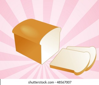 Illustration of a sliced loaf of bread on radial burst background vector