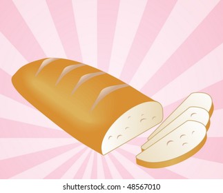 Ilustração de um pão fatiado em vetor de fundo de ruptura radial