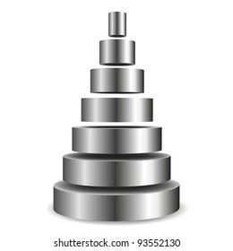 illustration of a sliced metallic cylinder pyramid