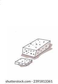 Illustration of sliced ​​tempeh on a white background