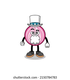 Illustration of sliced onion cartoon with i want you gesture , character design