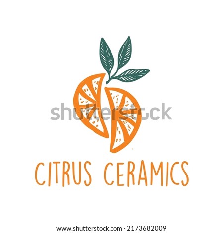 illustration of sliced orange or lemon natula pliers for food and beverage logos