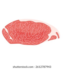 Illustration of sliced ​​beef ribeye.Clip art on transparent background