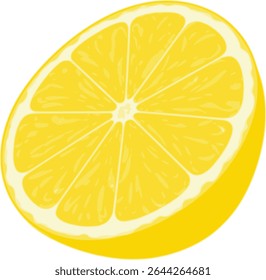  Illustration of a sliced yellow lemon half