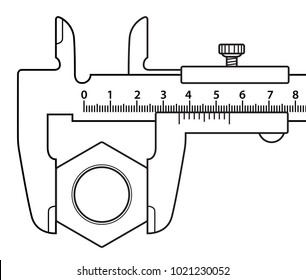Illustration of the sliding calliper and screw nut
