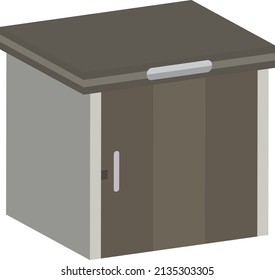 Illustration of a sliding storage shed with closed doors