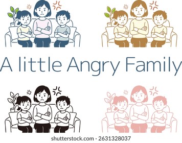Illustration of a slightly angry family