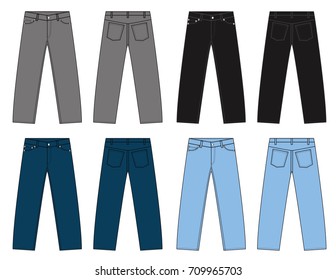 Illustration of slim denim pants  / color variations